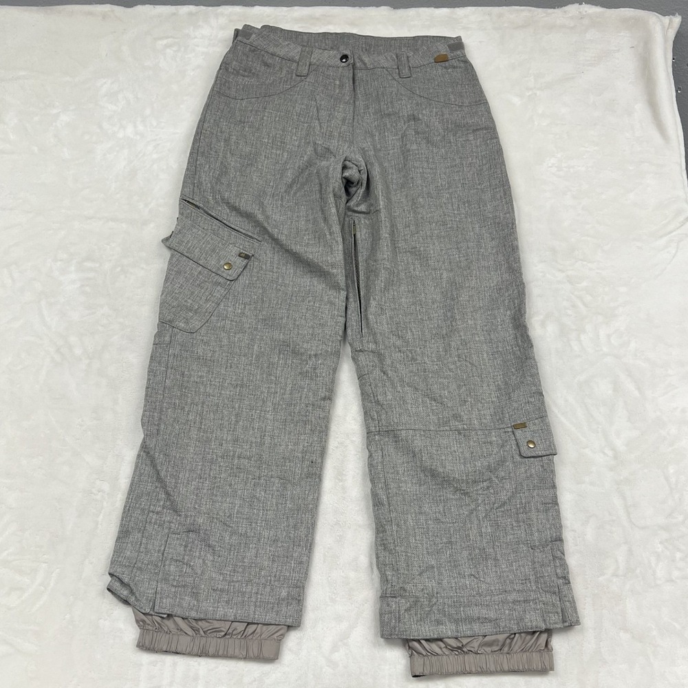 Obermeyer Snow Pants Ladies 8 Gray Heather Cargo Insulated Ski Snowboard